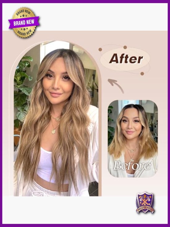 4-Piece Clip In Hair Extensions, 20 Inch Long Wavy Synthetic Full Head Hairpiece main image 5